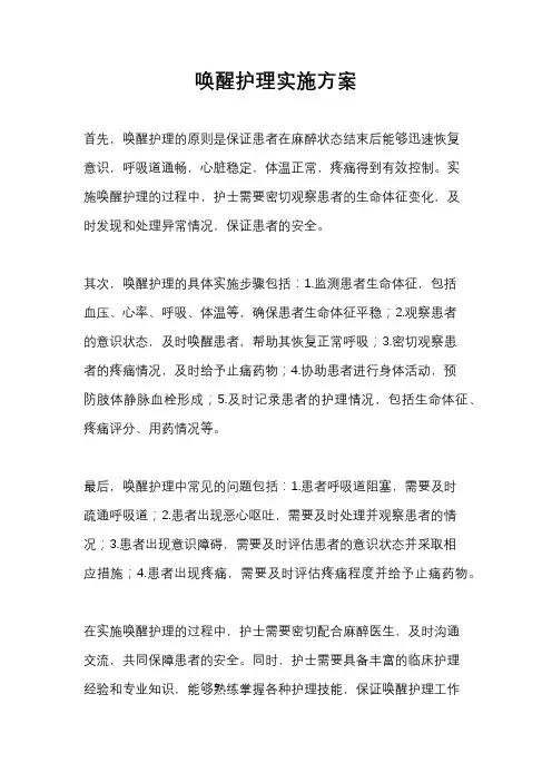 唤醒护理实施方案