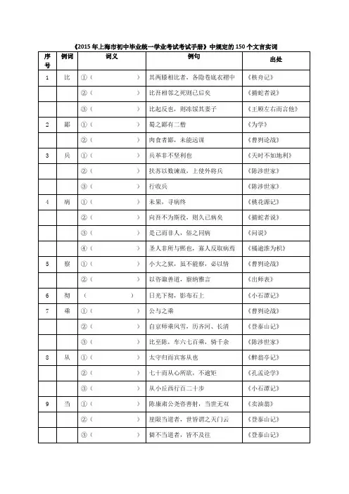 中考150个实词(供默写)