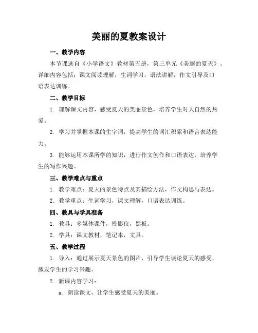 美丽的夏教案设计