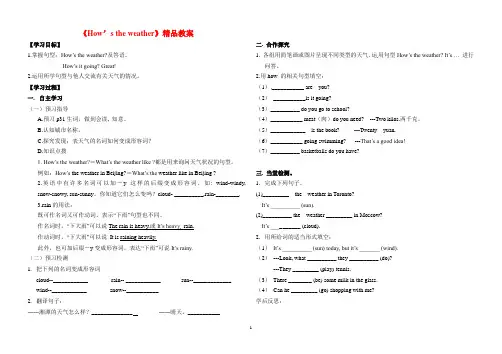 陕旅版五年级英语上册《How’s the weather》精品教案