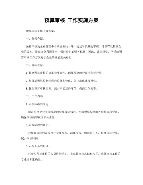 预算审核 工作实施方案