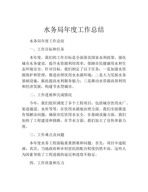 水务局年度工作总结