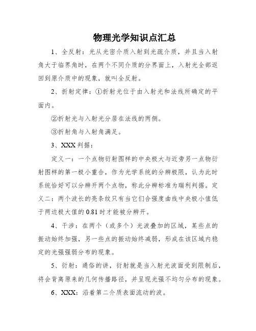 物理光学知识点汇总