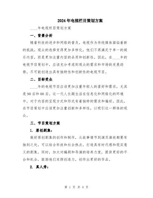 2024年电视栏目策划方案