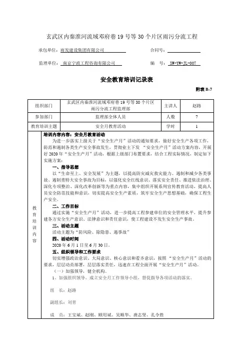 监理部安全教育(安全月