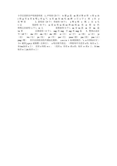 小学汉语拼音声母表韵母表  1