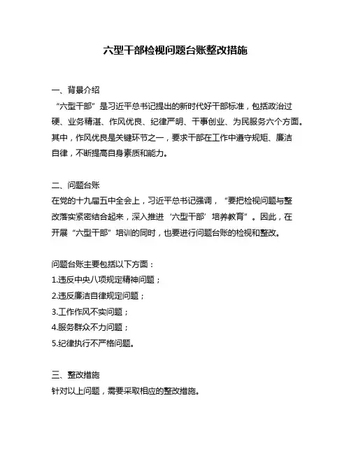 六型干部检视问题台账整改措施