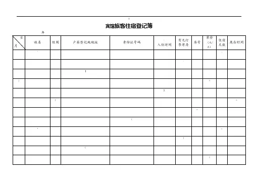 宾馆旅客住宿登记表