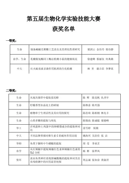 第五届生物化学实验技能大赛