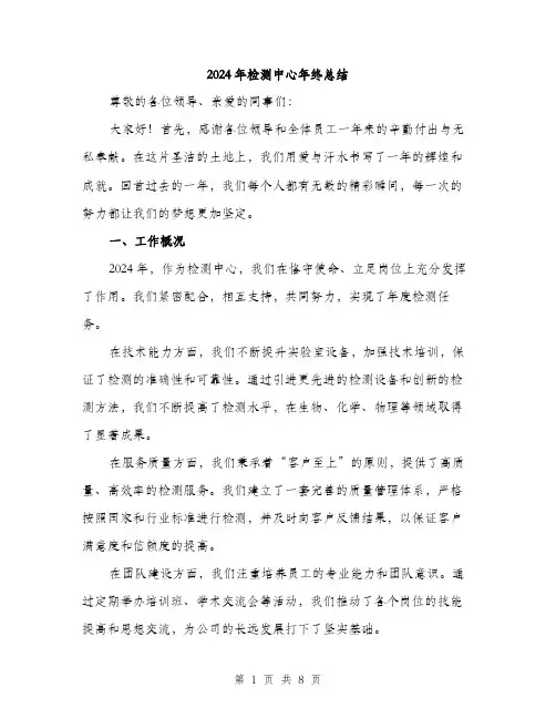 2024年检测中心年终总结(三篇)
