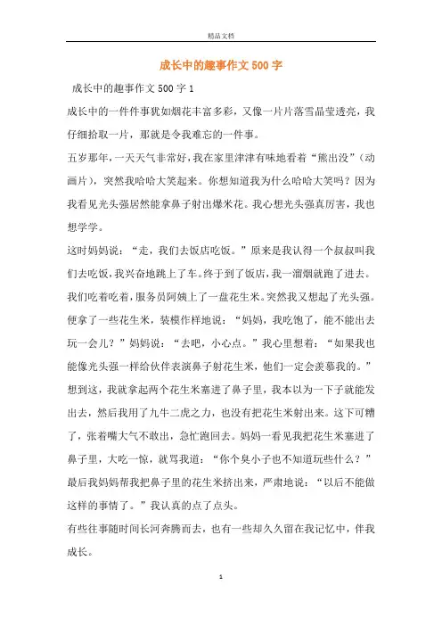 成长中的趣事作文500字