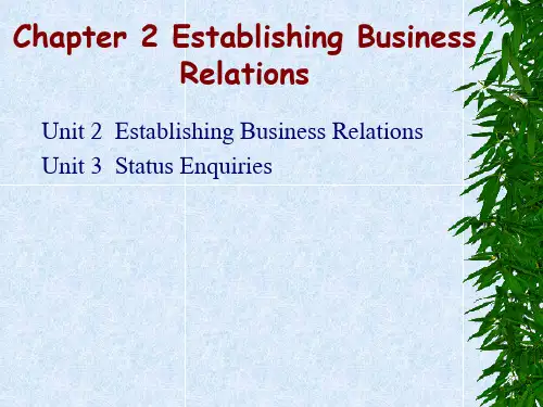 英语商务函电PPT-Unit2 Establishing Business Relation
