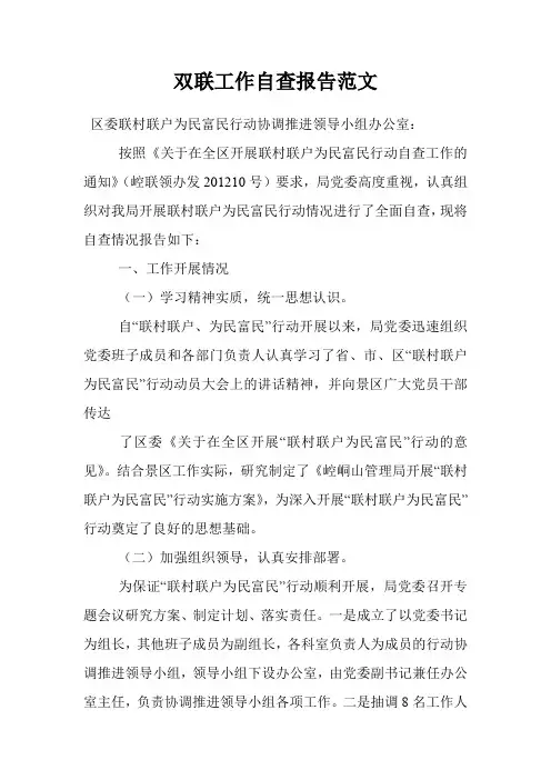 双联工作自查报告范文