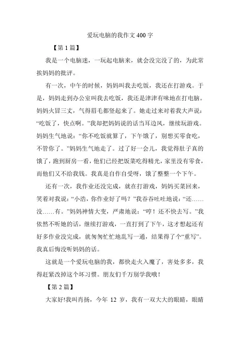 爱玩电脑的我作文400字.doc