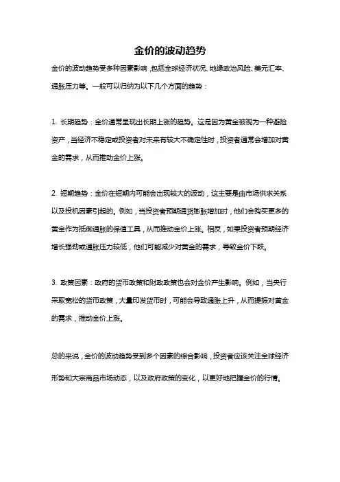 金价的波动趋势