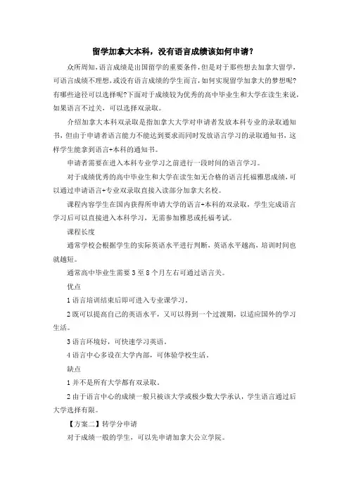 留学知识-留学加拿大本科没有语言成绩该如何申请？ 精