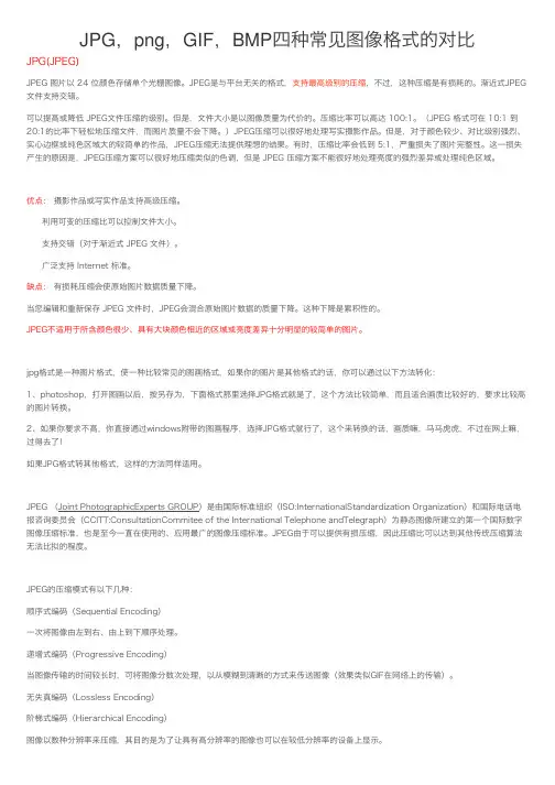 JPG，png，GIF，BMP四种常见图像格式的对比