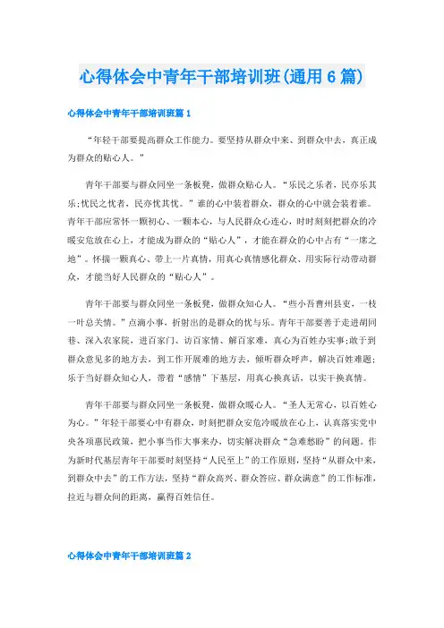 心得体会中青年干部培训班(通用6篇)