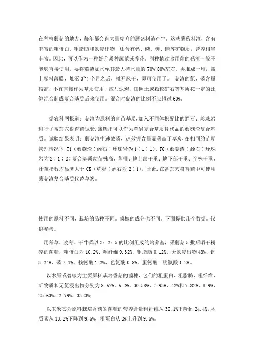 蘑菇渣基本资料