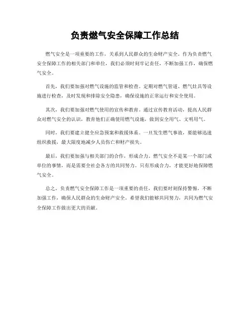 负责燃气安全保障工作总结