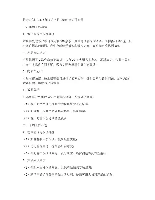 客服工作规划周报
