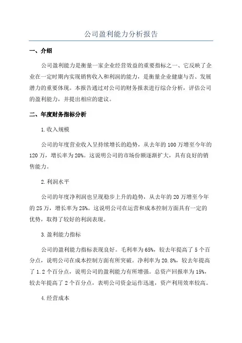 公司盈利能力分析报告