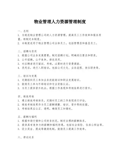 物业管理人力资源管理制度