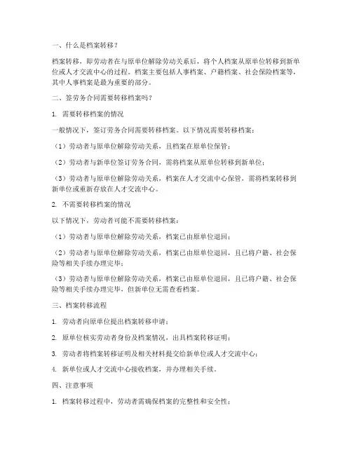 签劳务合同需要转档案