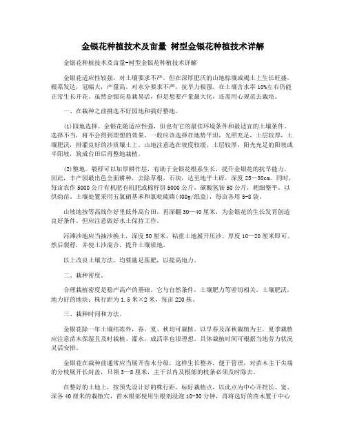 金银花种植技术及亩量 树型金银花种植技术详解