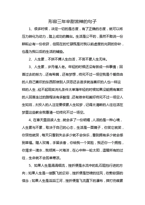 形容三年辛甜苦辣的句子