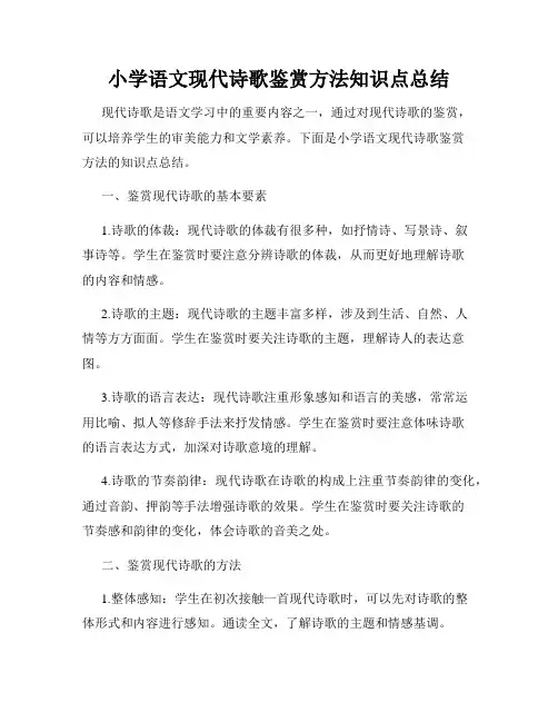 小学语文现代诗歌鉴赏方法知识点总结