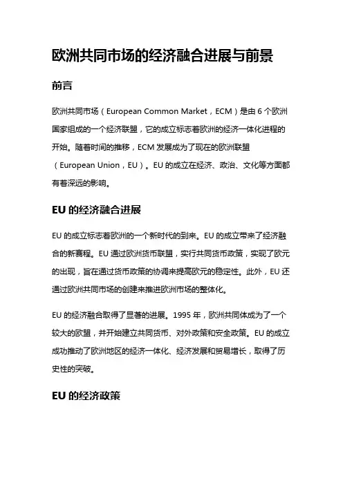 15039 欧洲共同市场的经济融合进展与前景