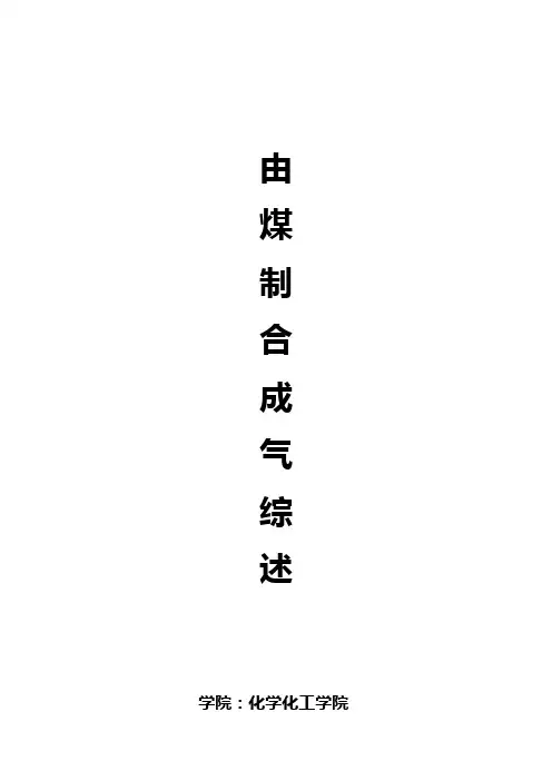 ( 化工工艺学综述)由煤制合成气综述