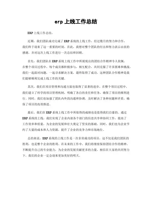 erp上线工作总结