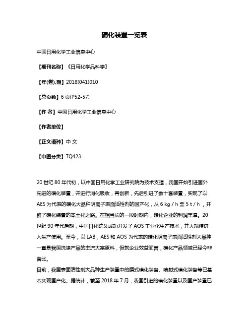 磺化装置一览表
