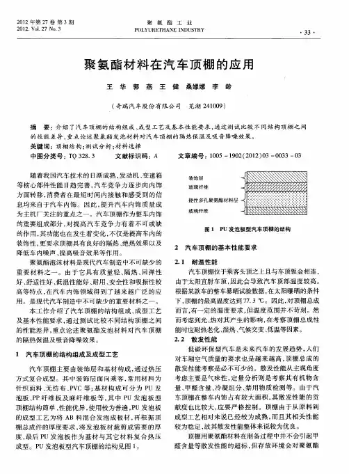聚氨酯材料在汽车顶棚的应用