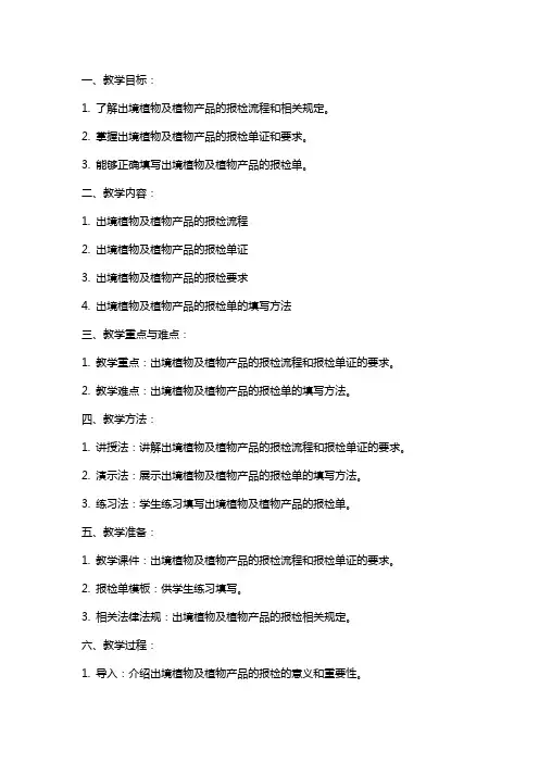 报检课教案出境植物及植物产品的报检
