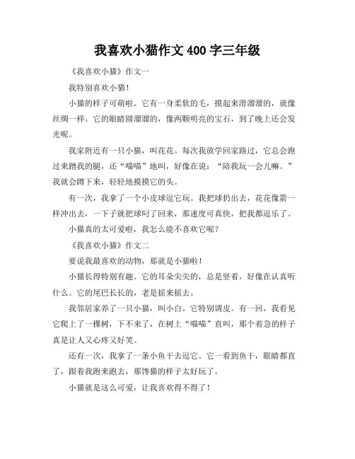 我喜欢小猫作文400字三年级