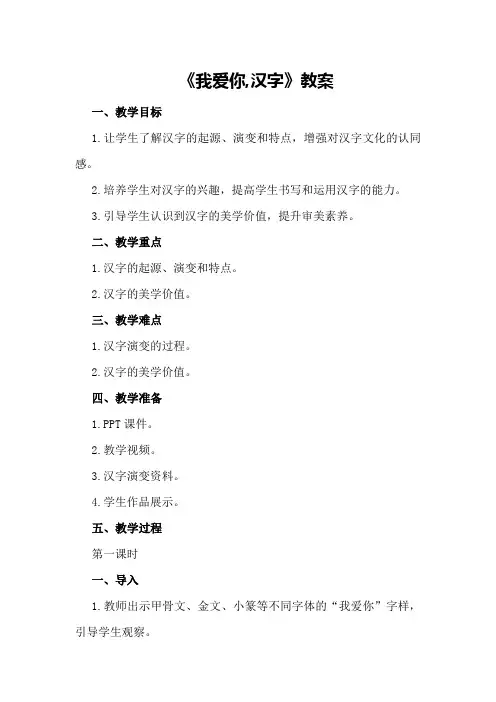 《我爱你,汉字》教案