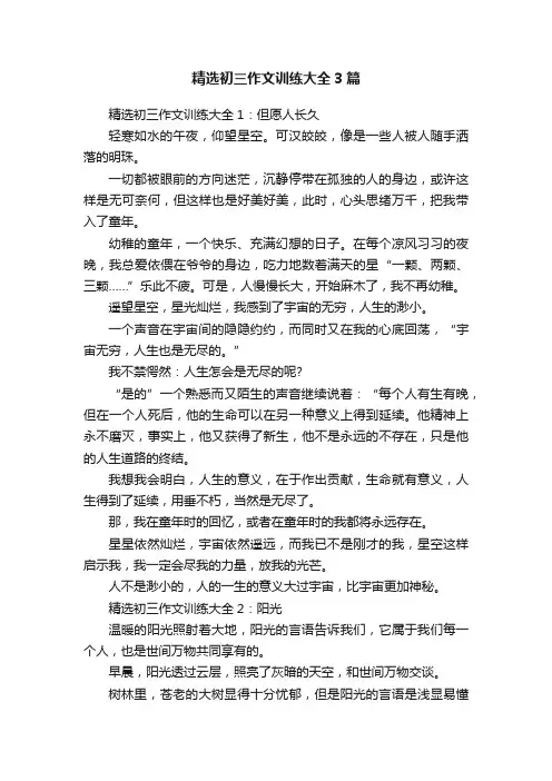 精选初三作文训练大全3篇