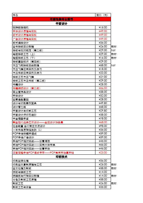 印刷行业图书大全