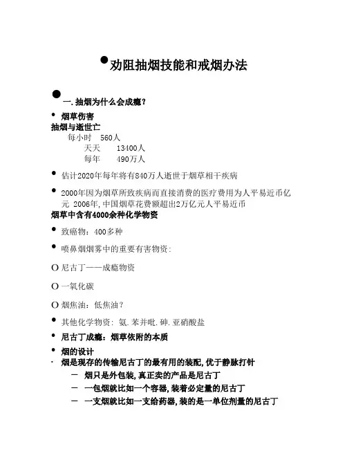 劝阻吸烟技巧和戒烟方法