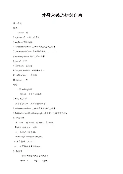 外研版三起英语六年级上册：全册知识归纳【精品】