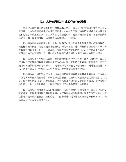 民办高校师资队伍建设的对策思考
