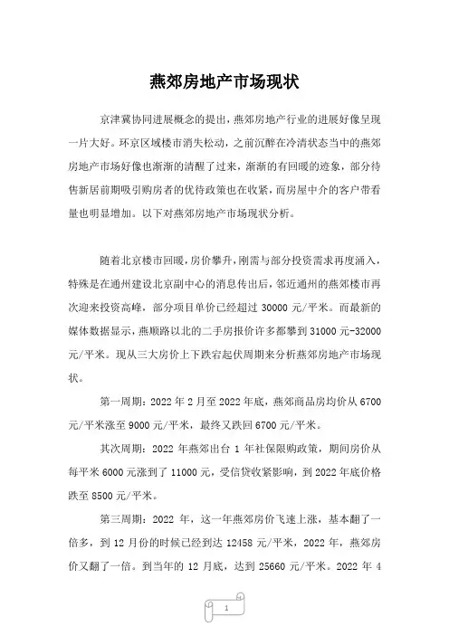2023年燕郊房地产市场现状