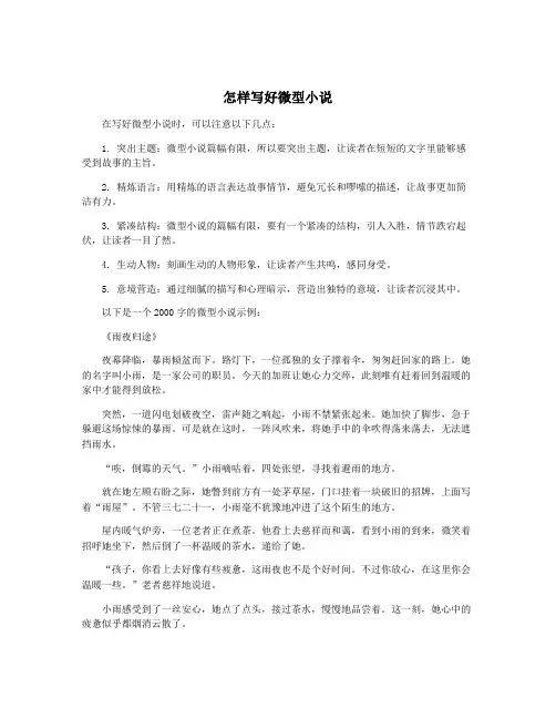 怎样写好微型小说