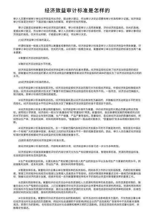 经济效益审计标准是怎样的