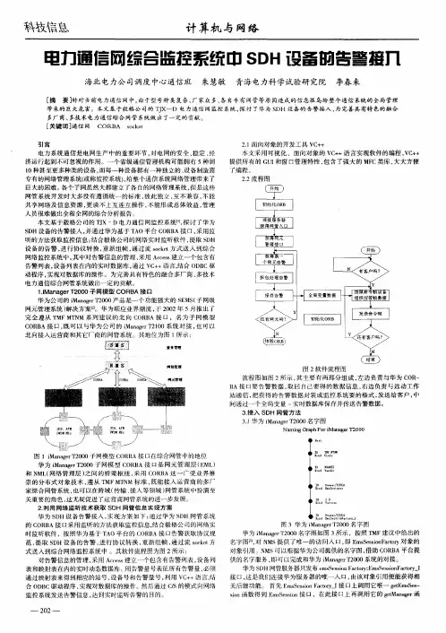 电力通信网综合监控系统中SDH设备的告警接入