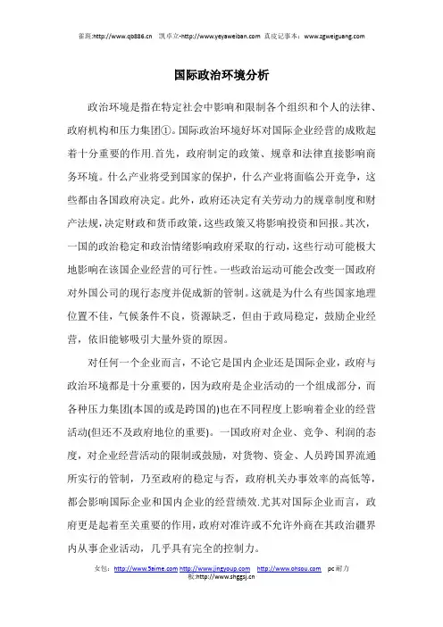 国际政治环境分析
