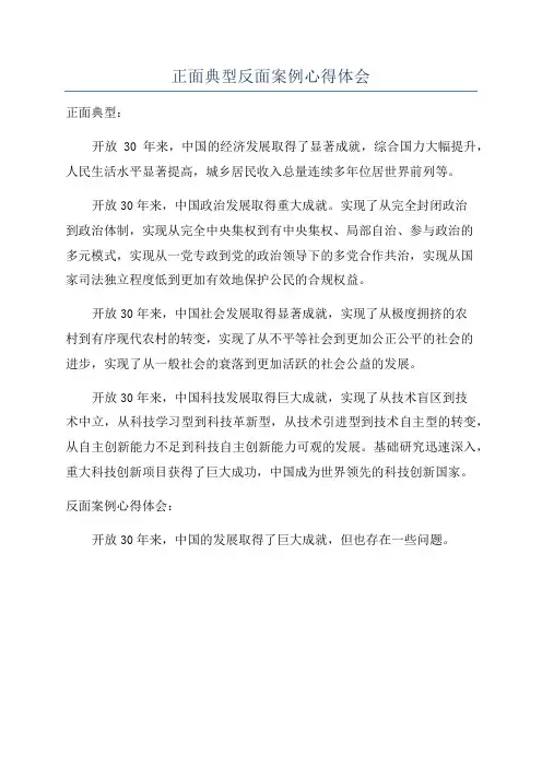 正面典型反面案例心得体会